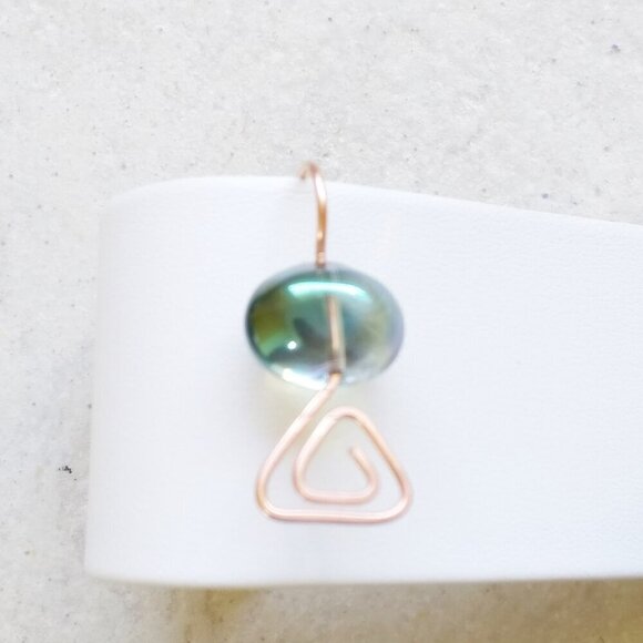 Minimalist - Geometric - Triangle! Short Chunky Iridescent Boho Dangle Earrings - Picture 5 of 7
